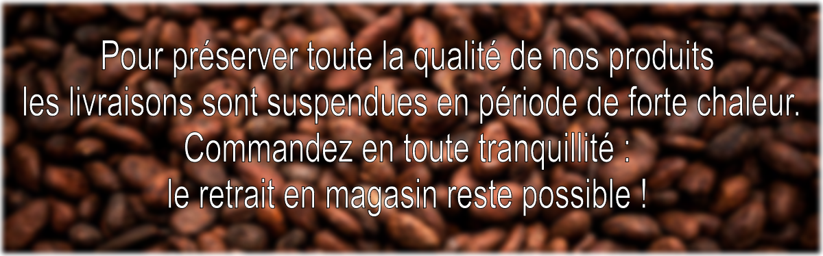 Même par fortes chaleurs (au-delà de 22°C), vous pouvez commander et récupérer vos articles directement en magasin ! Les livraisons seront reportées.